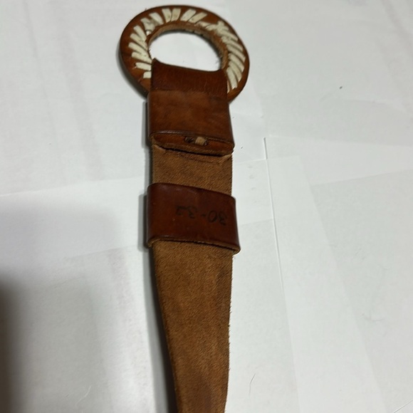 Brown Leather Wide Belt with Unique Buckle - Picture 3 of 3